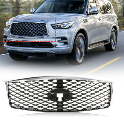 صورة شبكة أمامية علوية لسيارة إنفينيتي QX80 موديلات 2015-2017، كروم، 62310-5ZA1A