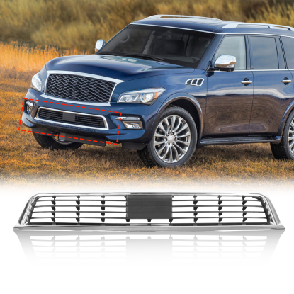 صورة شبكة أمامية سفلية لسيارة إنفينيتي QX80 موديلات 2015-2017، كروم، 62256-5ZA0B