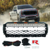 Picture of Front Grille Trim Compatible with 2021 2022 2023 Ford F-150 with Lights Black