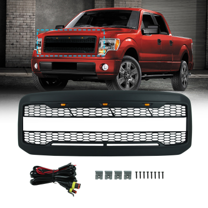صورة شبكة أمامية لسيارة فورد F250 موديلات 1999-2004 مع أضواء باللون الأسود