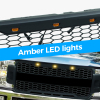 Picture of Mesh Front Grill Grille Fit for 2017 2018 2019 Ford F-450 Super Duty with Lights Black
