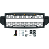 Picture of Front Grille Trim Panel Fit for 2020 2021 2022 Ford F-350 Super Duty with Lights Black