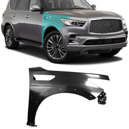 صورة رفرف أمامي يمين لسيارة إنفينيتي QX80 موديلات 2017-2022، مطلي بالفولاذ، IN1241128/631006GW0A